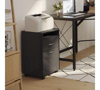 Zennor Donati 2 Draw Filing Cabinet with Open Shelf & Wheels - Black, Black
