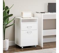 Zennor Donati 2 Draw Filing Cabinet with Open Shelf & Wheels - White, White