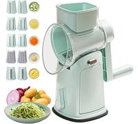 Home Rotary Cheese Grater, Hand Crank Cheese Shredder with 10 Interchangeable Blades, Rotary Grater with Splash Guard,Strong Suction Base, Easy Cleanup & Removable Safe,Suit for Kitchen