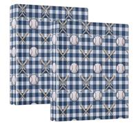 Home-Run Baseball Plaid Notebook Binders with Pocket Cover 1 Pack 1.5" Office Binder Office Document Organizer Holds 200 Sheets