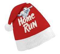 Home Run Football Touchdown Sports Funny Santa Hat for Women Men Red Christmas Hats Classic Party Headwear