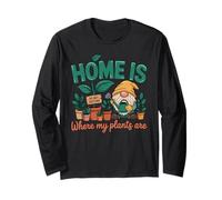 Home s Where My Plants are Funny Gnome Gardener Long Sleeve T-Shirt