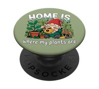 Home s Where My Plants Are Funny Gnome Gardener PopSockets Adhesive PopGrip
