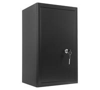 Home Safe Box 60L, Large Security Safe with 3 Locking Bolts & Hidden Hinge, Wall Mountable or Freestanding, Removable Shelf - Heavy Duty Steel, Black, Includes 2 Keys