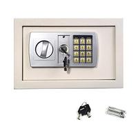 Home Safe Box Digital Electronic keypad Medium with 2 Emergency Keys 7.87x12.2x7.87 inch White 8.5 Litre Wall or Floor Mounted Steel Safes Security Storgae Box
