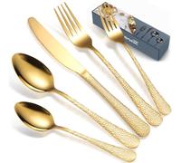 Home Safety Gold Cutlery Set, Stainless Steel Flatware Set 30 Piece, High-Grade Mirror Polishing Silverware Set Service for 6, Includes Knives, Forks, Spoons, Dishwash Safe, Shiny Gold