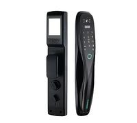 Home Safety Keyless WiFi Application Fully Automatic Door Lock Electronic Digital Fingerprint Intelligent Lock with Camera (Color : Black)