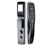 Home Safety Keyless WiFi Application Fully Automatic Door Lock Electronic Digital Fingerprint Intelligent Lock with Camera (Color : Grey)