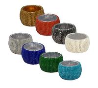 Home Sajja Handmade Indian Decorative Beaded Round 1.5" Inch Assorted Color Napkin Rings - Set of 8 Rings Party Decor