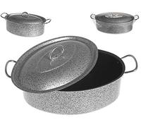 Home Salt Peper Oval Casserole with Handle and Lid, Non-Stick Coating, 32 cm, Silver/Black