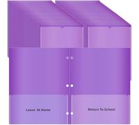 Home School Folders with Clear Front Pockets and 3 Holes, 2-Pocket Classroom Communication Folder Homework Folders Parent Teacher Folder Take Home Plastic Folders for Kid Student (30, Purple)