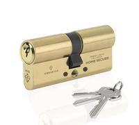 Home Secure™ Euro Cylinder Door Lock TS007 1 Star Security Rated with 3 Keys, Anti-Bump, Anti-Drill, Anti-Pick, Anti-Screw, Anti-Twist for UPVC, Wooden, Composite Doors (Satin Brass, 35mm X 35mm)