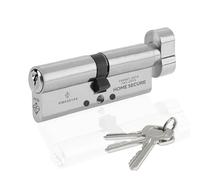 Home Secure™ Thumb Turn Euro Cylinder Door Lock TS007 1 Star Security Rated with 3 Keys, Anti-Bump, Anti-Drill, Anti-Pick, Anti-Screw for UPVC, Wooden, Composite Doors (Polished Nickel, 35mm X 35mm)