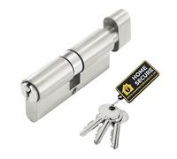 Home Secure™ Thumb Turn Euro Cylinder Door Lock UPVC Door Lock, Euro Lock Cylinder Lock Barrel for Internal & External PVC Wooden Composite Doors (Nickel, 40/40)