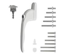 Home Secure™ Universal Locking uPVC Window Handle with Keys - Espag Window Handle Replacement, Reversible Left or Right, Multi-Spindle Fit, White