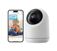 SwitchBot Home Security Camera 5MP - Pan/Tilt Cam 3K Super HD, 2.4Ghz Wi-Fi Plug-in for Baby Monitor/Pet Camera, 360° Motion Tracking, Human/Pet AI, Privacy Mode, Color Night Vision, Works with Alexa