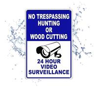 Home Security Signs, Security Camera Board - Outdoor Warning Sign - Private Property Sign Without Access, 12 x 8 Inch Outdoor Video Signs for Public Places