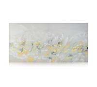 Home Selections 3D Canvas Wall Art, Abstract Meadow (50x100 cm) Large Hand Painted, Grey Yellow Green Picture on Printed Canvas.