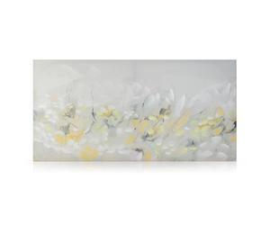Home Selections 3D Canvas Wall Art, Abstract Meadow (50x100 cm) Large Hand Painted, Grey Yellow Green Picture on Printed Canvas.