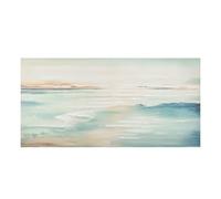 Home Selections 3D Canvas Wall Art, Abstract Sea Scape (50x100 cm) Large Hand Painted Teal Blue Picture on Printed Canvas.