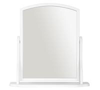 Home Selections Arched Wood Dressing Table Mirror, White, 44x44cm, Wooden Free Standing Tabletop Vanity Mirror
