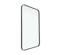 Home Selections Black Metal Framed Mirror (50 x 70cm), Rectangle Wall Mirror with Rounded Corners, Wall Mounted Landscape or Portrait