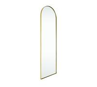 Home Selections Full Length Arched Mirror, Metal Framed Wall Mounted Dressing Mirror, 110x35cm, Gold
