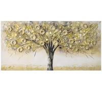 Home Selections Golden Abstract Tree Canvas Wall Art, 100 x 50cm, 3D Hand Painted Canvas Picture, Large Gold Wall Decor for Bedroom, Living Room, or Kitchen