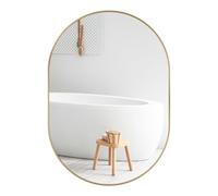 Home Selections Oval Wall Mirror 70x50cm, Metal Framed Wall Mounted Mirror - Gold