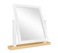 Home Selections Rectangle Wood Dressing Table Mirror, White Oak 44x44cm, Two Tone Freestanding Tabletop Mirror