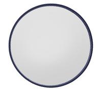 Home Selections Round Bobbin Wall Mirror, 20" (50 CM), Circle Deep Framed Wooden Beaded Mirror, Blue