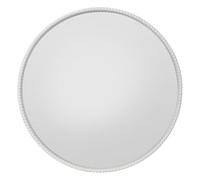 Home Selections Round Bobbin Wall Mirror, 20" (50 CM), Circle Deep Framed Wooden Beaded Mirror, White