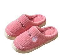 Home Shoes Woman Winter - Corduroy Slippers Slippers Comfortable Slipper Pure Color Casual Slippers With Rubber Sole Slippers With Cartoon Slippers, Red, 9.5 UK