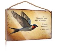 Home Sign for Front Porch A Bird Soars with Wings Spread Wide, Symbolizing Freedom Bathroom Funny Decor Decorative Hanging Sign(20X30CM)