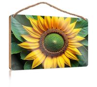 Home Sign for Front Porch A Vibrant Sunflower with Bright Yellow Petals and Green Leaves Bathroom Funny Decor Decorative Hanging Sign(15X28CM)