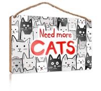 Home Sign For Front Porch Adopt More Cats Today! Wooden Sign Wall Hanging Decor Sayings Funny Bathroom Art(23X35CM)