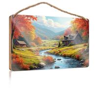 Home Sign for Front Porch Autumn Serenity: A Cozy Cabin in The Valley Wooden Sign Large Home Sign Indie Room Decor(23X35CM)