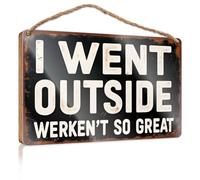 Home Sign For Front Porch I Went Outside, Werken'T So Great Sign Wooden Wall Hanging Decor Sayings Funny Bathroom Art(20X30CM)