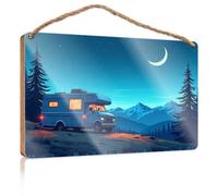 Home Sign For Front Porch Night Camping In The Mountains Wooden Sign Wall Hanging Decor Sayings Funny Bathroom Art(23X35CM)