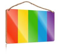 Home Sign For Front Porch Rainbow Stripes: A Colorful Palette Wooden Sign Pool Decor Camper Decorations For Inside(23X35CM)