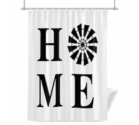 Home Sign Shower Curtain for Bathroom, Windmill Rustic Farmhouse Waterproof Cloth Fabric Bathroom Accessories Set with 12 Rust Proof Plastic Hooks, 72” x 72”
