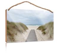 Home Signs Decor Path to The Beach: A Serene Coastal Scene Wooden Sign Fall Front Porch Decor Office Sign for Door Wood(20X30CM)