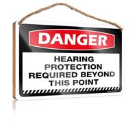 Home Signs For Front Porch Danger Hearing Protection Required Beyond This Point Wooden Sign Cool Posters For Guys Retro Decor(20X30CM)