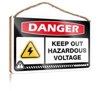 Home Signs For Front Porch Danger Keep Out Hazardous Voltage Wooden Sign Cool Posters For Guys Retro Decor(20X30CM)