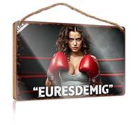 Home Signs For Front Porch Empowerment In The Ring: Euresdemig'S Strength And Determination Wooded Sign Wood Plaques For Crafts Porch Decorations Outdoor(15X28CM)