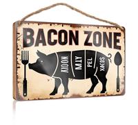 Home Signs for Front Porch Exploring The Culinary Delights of Bacon Wooden Sign Front Door Decor Hanging Pantry Sign Decor(15X28CM)