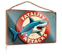 Home Signs For Front Porch Fatality Attacks Shark Warning Sign Coffee Bar Decor Hanging Home Sign(23X35CM)