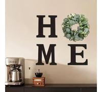 Home Signs Wall Decor, With Artificial Wreath, Wall Hanging Wood Letters, Rustic Decor Home Letters, For Living Room Kitchen Entryway Housewarming Wedding