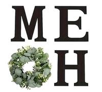 Home Signs Wall Decor, Wooden Home Letter Sign, Rustic Decor With Artificial Eucalyptus Wreath For Living Room Kitchen Entryway Housewarming Wedding Holiday Party