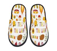 Home Slipper Happy Fall Y'All Warm Slipper Comfortable Fluffy Slippers Non-Slip Scuff Slippers For Bedroom Travel Party M